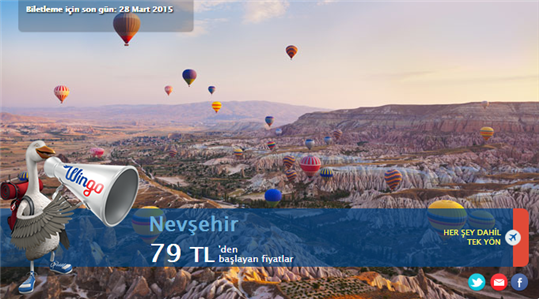 Nevşehir Promosyon Uçak Bileti  79 TL