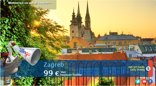 Zagreb Ucuz Uçak Bileti 99€