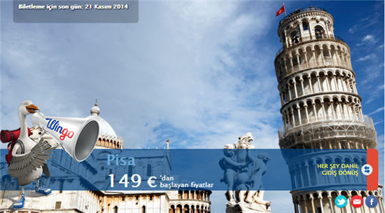 Pisa Ekonomik Uçak Bileti  149€