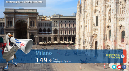 İstanbul  Milano Promosyon Uçak Bileti 149€
