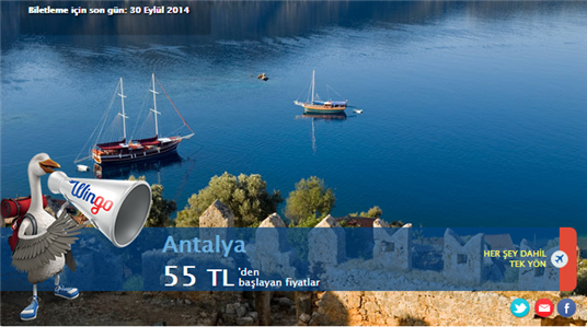 Antalya Promosyon Uçak Bileti 55TL