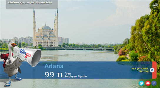 Adana Ekonomik Uçak Bileti 99TL
